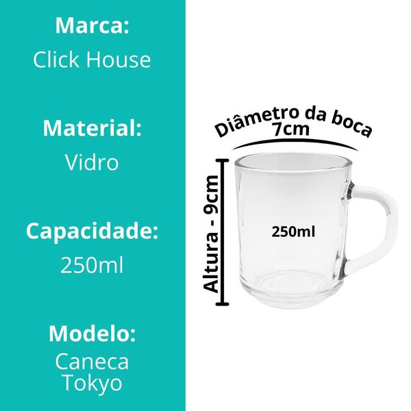 Imagem de Jogo 12 Caneca Café Cappuccino Expresso Vidro Grosso 250ml