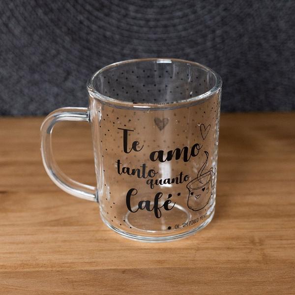 Imagem de Jogo 12 Caneca de Café Te Amo Vidro Transparente 220ml Xícara Lyor