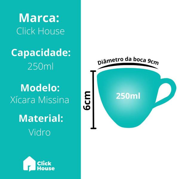 Imagem de Jogo 12 Caneca Xícara Cappuccino Expresso Café 250ml Vidro