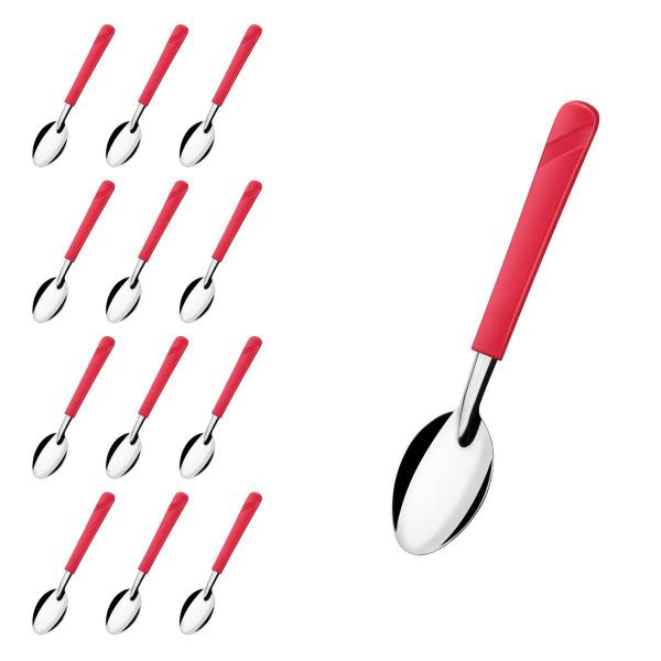 Jogo 12 Colheres Vermelho Luna Plástico e Inox Mesa Posta - Taumer Imagem de Jogo 12 Colheres Vermelho Luna Plástico e Inox Mesa Posta