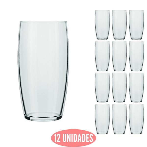 Imagem de Jogo 12 Copos Chiques 300ml Oca Drinks Vidro Agua e Suco