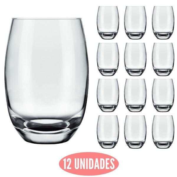 Imagem de Jogo 12 Copos Chiques 465ml Aruba Drinks Vidro Agua e Suco