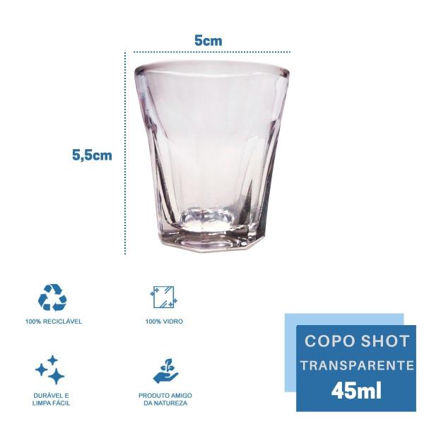 Imagem de Jogo 12 Copos Shot Vidro Cachaça Vodka Tequila Dose 45mL Bar