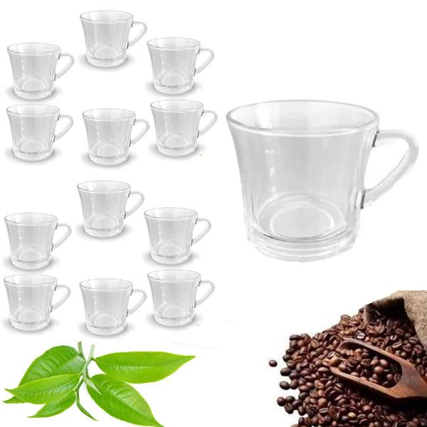 Imagem de Jogo 12 Copos Xicaras De Vidro Para Café Chá 160ml Cozinha