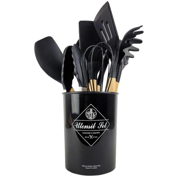 Imagem de Jogo 12 Peças Utensílios Silicone Colher Espátula Preto