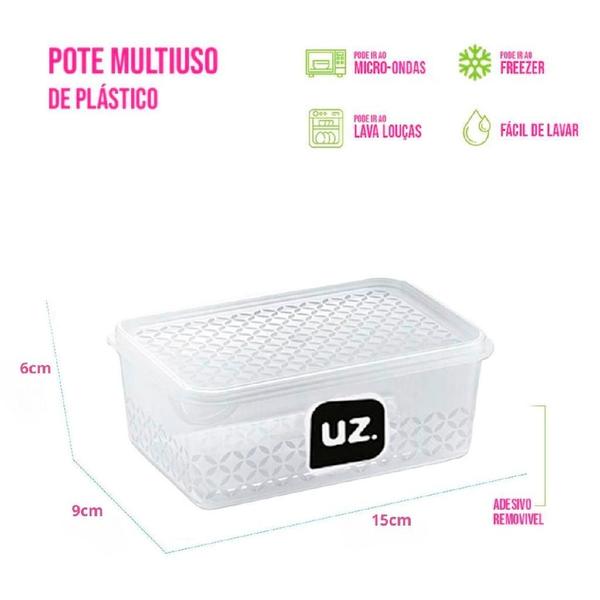 Imagem de Jogo 12 Potes Marmita Transparente 500ml Pote Multiuso Frezzer E Micro-ondas UZ