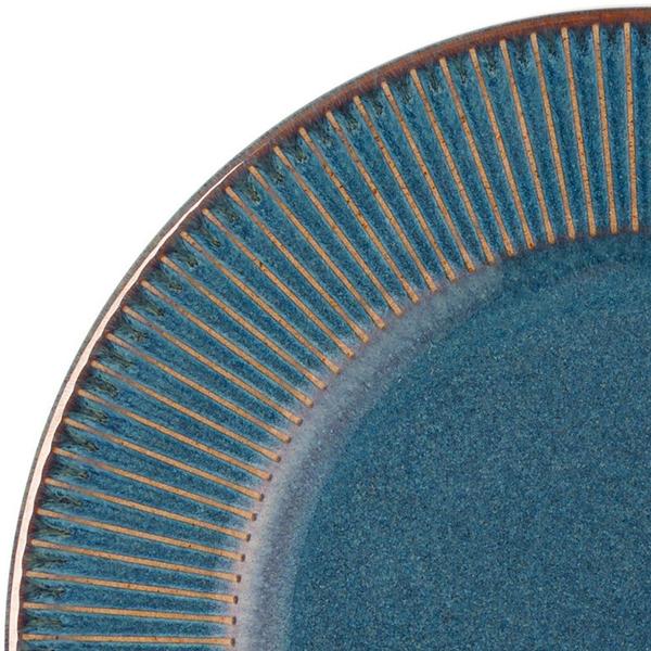 Imagem de Jogo 12 Prato de Sobremesa Ceramica Azul Linear Rústico 20cm Lyor