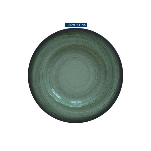 Jogo 12 Pratos Sobremesa Tramontina Porcelana 21cm Rústico Verde Imagem de Jogo 12 Pratos Sobremesa Tramontina Porcelana 21cm Rústico Verde