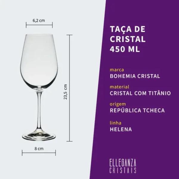 Imagem de Jogo 12 Taças De Cristal Água E Vinho Branco Helena Bohemia