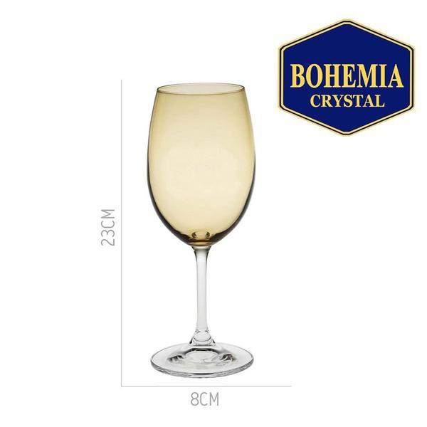 Imagem de Jogo 12 Taças de Cristal Ecológico Bohemia Âmbar p/ Vinho Água Gastro 580ml