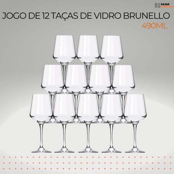 Imagem de Jogo 12 Taças Vinho Tinto Gin Brunello 490ml Vidro Nadir