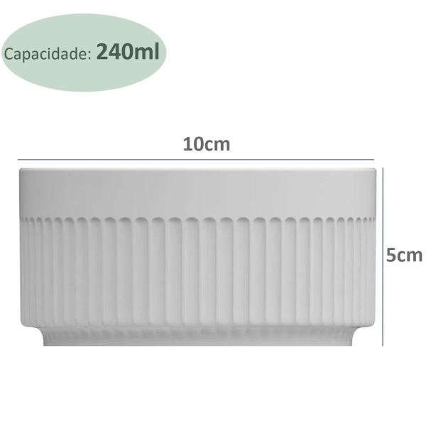 Imagem de Jogo 12 Tigelas Ramekins de Porcelana 240ml Canelado Médio Germer Branco