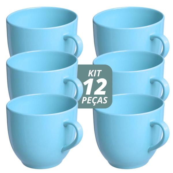 Imagem de Jogo 12 Xícara Chá Café 170ml Azul em Porcelana - Mundo da Porcelana