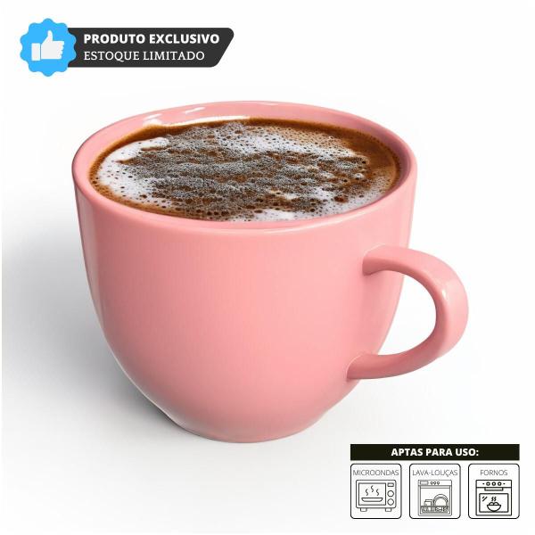 Imagem de Jogo 12 Xícara Chá Café 95ml Rosa em Porcelana - Mundo da Porcelana