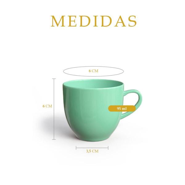 Imagem de Jogo 12 Xícara Chá Café 95ml Verde em Porcelana - Mundo da Porcelana