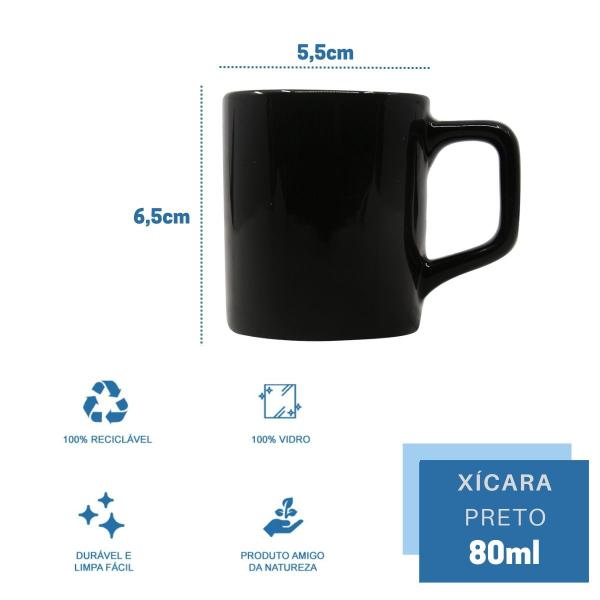 Imagem de Jogo 12 Xícaras 80mL Café Expresso Preta Mini Canecas Chá