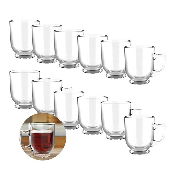 Jogo 12 Xícaras de Café Mini Caneca de Vidro 90ml Orlando Transparente City Glass Imagem de Jogo 12 Xícaras de Café Mini Caneca de Vidro 90ml Orlando Transparente City Glass