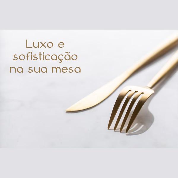 Imagem de Jogo 12un Garfo de mesa Inox Dourado Luxe Gold Slim