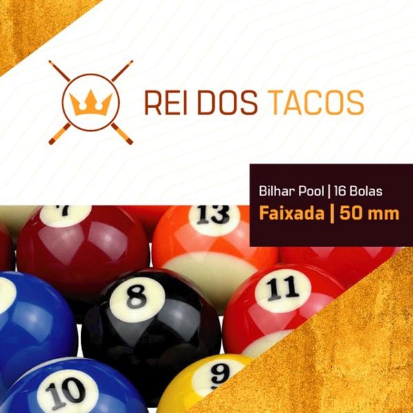 Imagem de Jogo 16 Bolas Bilhar Pool Num Faixadas 50 mm - Rei dos Tacos