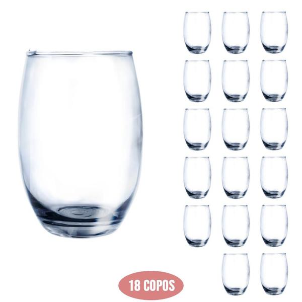 Imagem de Jogo 18 Copos Grandes Bellagio Redondo 450ml  Transparente