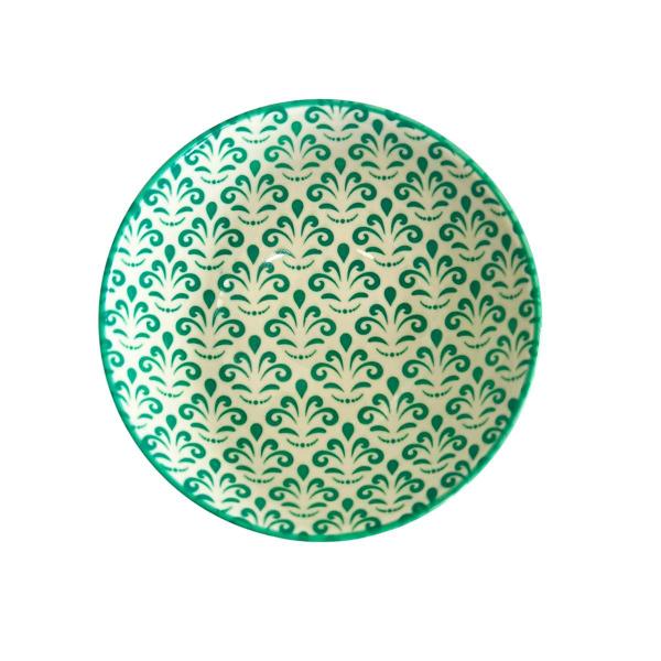 Imagem de Jogo 2 Bowls Cerâmica Arabesco Verde e Branco 11,5x6cm 250ml