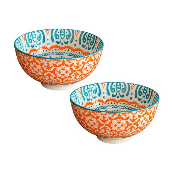 Imagem de Jogo 2 Bowls Cerâmica Euforia Laranja e Azul  11,5x6cm 250ml