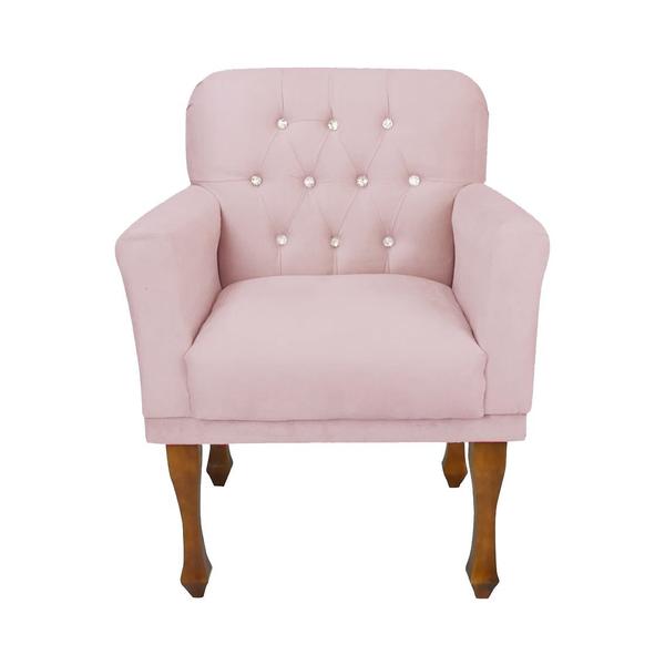 Imagem de Jogo 2 Cadeira Poltrona Decorativa Com Botões De Strass Anitta Corano Rosa Bebe DL Decor