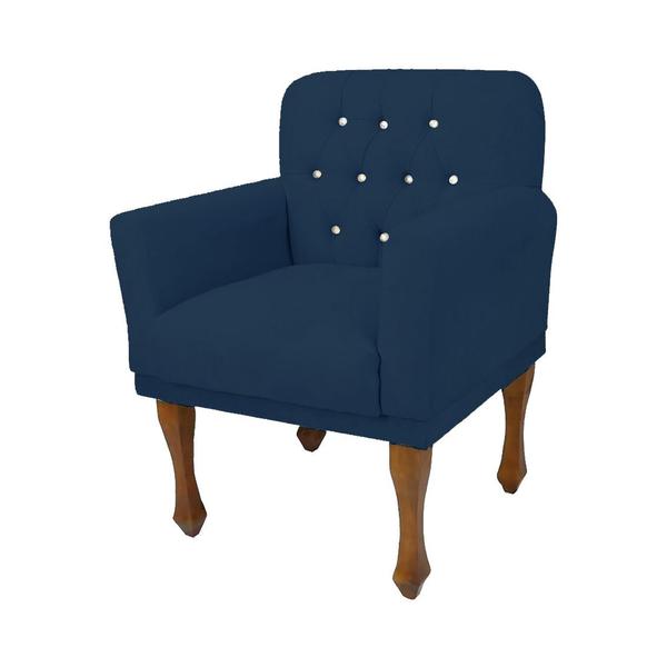 Imagem de Jogo 2 Cadeira Poltrona Decorativa Com Botões De Strass Anitta Suede Azul Marinho DL Decor