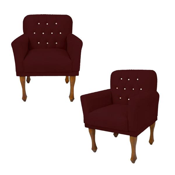 Imagem de Jogo 2 Cadeira Poltrona Decorativa Para Consultório Anitta Suede Vermelho Bordo DL Decor