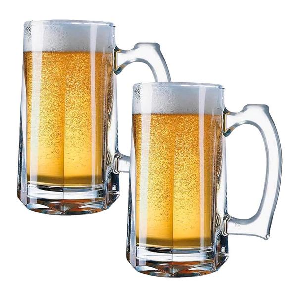 Imagem de Jogo 2 Caneca de Chopp Zero Grau Vidro Transparente Casual Resistente Bar 380ml Class Home