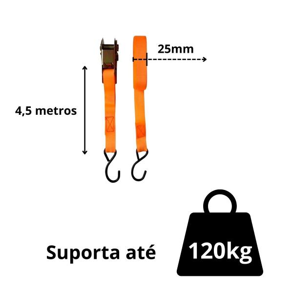 Jogo 2 Cintas Carga Com Catraca 4,5m 1 Suporta 120kg - Starfer Imagem de Jogo 2 Cintas Carga Com Catraca 4,5m 1 Suporta 120kg