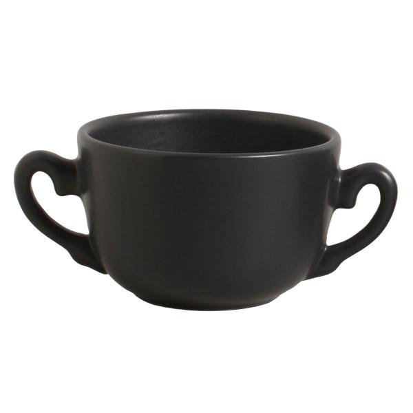 Imagem de Jogo 2 Consumes Xícara Caneca Duas Alças p/ Sopas Caldos Cumbuca Preto Fosco Matte