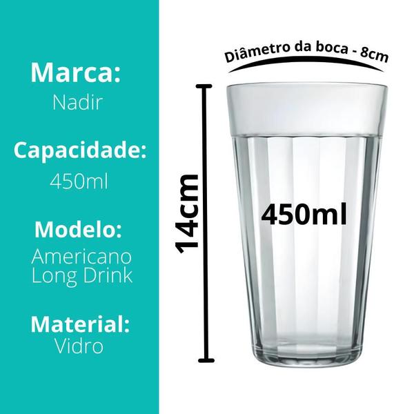 Imagem de Jogo 2 Copo Vidro Americano Alto Long Drink Cerveja 450ml