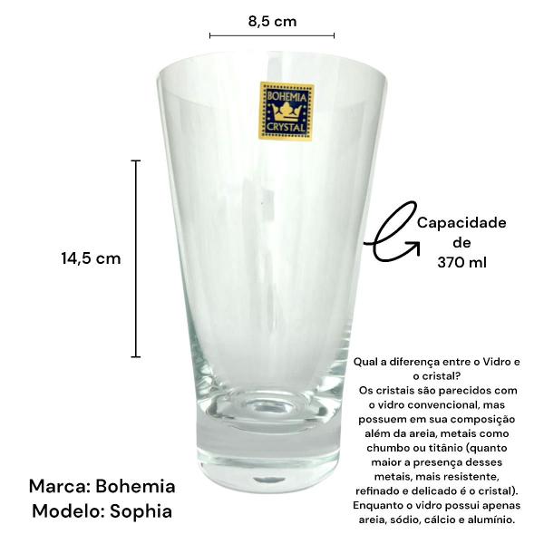 Imagem de Jogo 2 Copos Alto de Drink Bar Cristal Bohemia Sophia 370ml