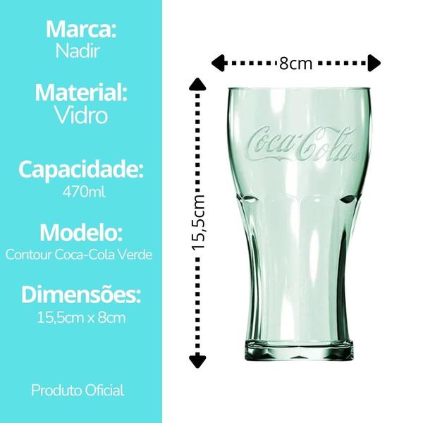 Imagem de Jogo 2 Copos Coca-Cola Contour Vidro Verde 470ml - Nadir