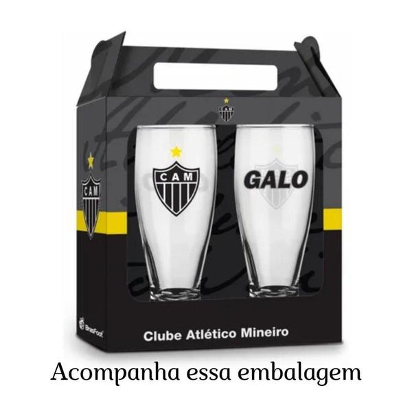 Imagem de Jogo 2 Copos De Cerveja Chopp Atletico Mineiro Futebol 200ml - Brasfoot