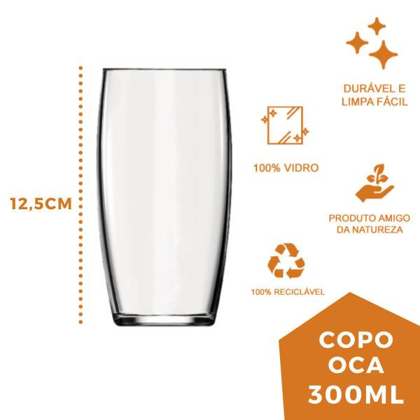 Imagem de Jogo 2 Copos Oca 300ml Agua Vidro Transparente Suco Nadir