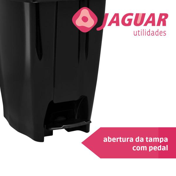 Imagem de Jogo 2 Lixeiras com Pedal 7 Litros Preta Jaguar Utilidades