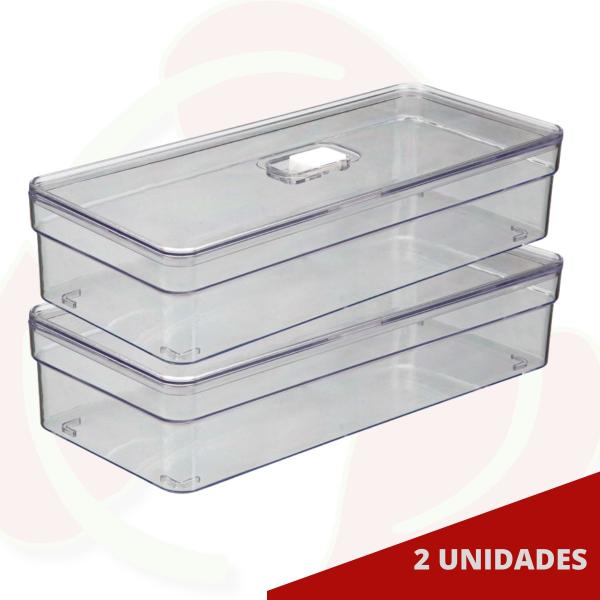 Imagem de Jogo 2 Organizadores Baixo Transparente P/ Geladeira Porta Ovos