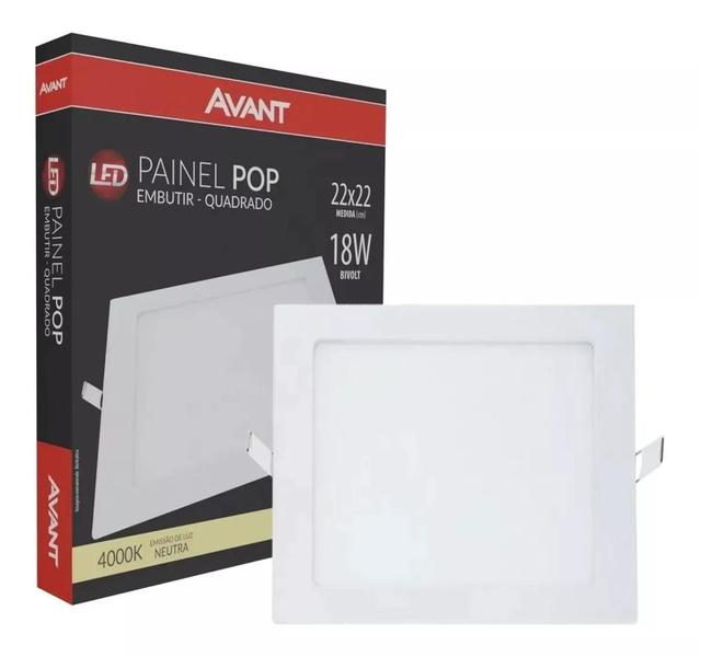 Imagem de Jogo 2 Painel Led Embutir Quadrado 18w 22 Branco Neutro4000k