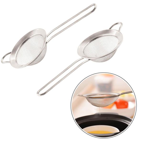 Imagem de Jogo 2 Peneiras Pequena Culinária Em Aço Inox Gourmet Coar Peneirar Utensílio de Cozinha Bebidas Líquidos Alimentos 8cm