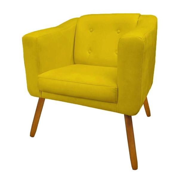 Imagem de Jogo 2 Poltrona Estofada Lavinia Salão Beleza Clinica Consultório Suede Amarelo - DL Decor