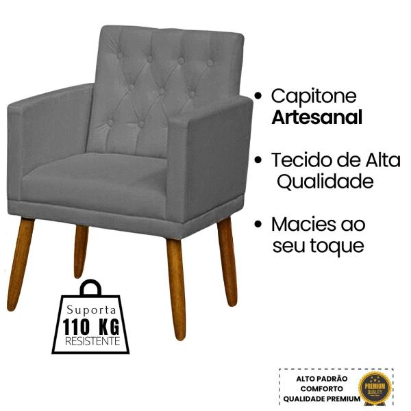 Imagem de Jogo 2 Poltronas Cadeira Capitone para Sala de Espera Recepção Escritório Sala de Estar Manicure