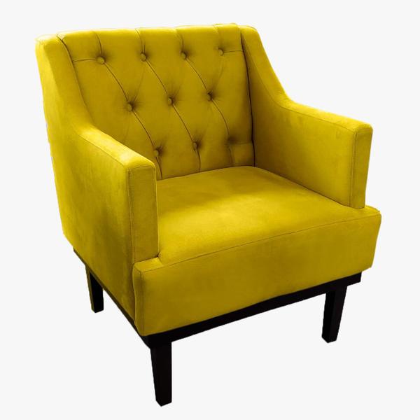 Imagem de Jogo 2 Poltronas Decorativa Em Capitonê Para Sala de Espera Aurora Corano Amarelo DL Decor