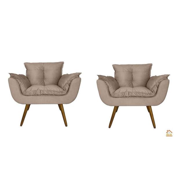 Imagem de Jogo 2 Poltronas Decorativa Estofada Para Consultório Opala Suede Bege - DL Decor