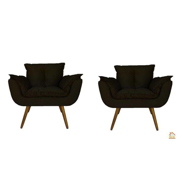 Imagem de Jogo 2 Poltronas Decorativa Estofada Para Consultório Opala Suede Marrom - DL Decor