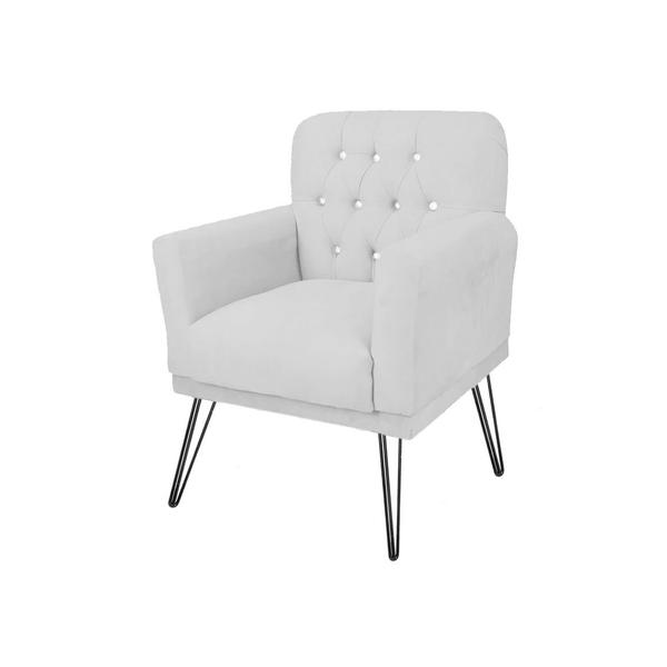 Imagem de Jogo 2 Poltronas Decorativa Para Consultório Pés de Ferro Anitta Suede Branco - DL Decor