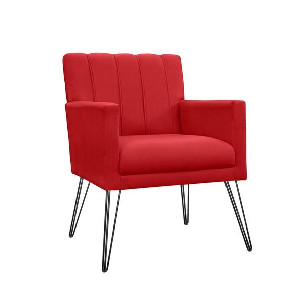 Imagem de Jogo 2 Poltronas Decorativas Para Escritório Pés de Ferro Cecília Suede Vermelho - INCASA DECOR