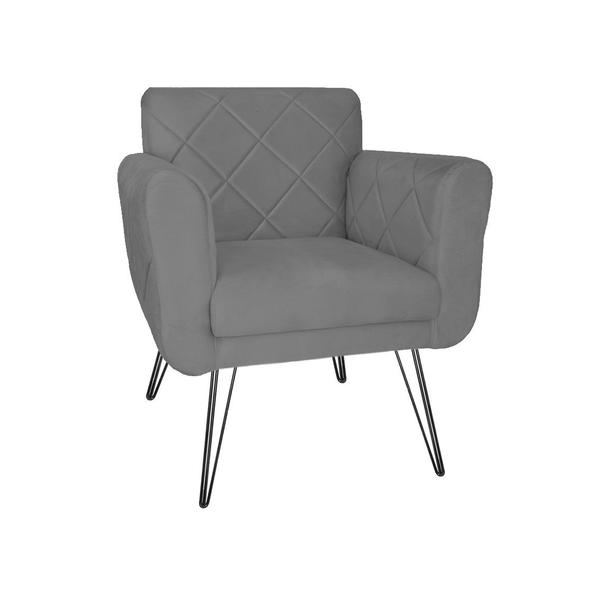 Imagem de Jogo 2 Poltronas Decorativas Para Escritório Pés de Ferro Isabella Suede Cinza - DL Decor