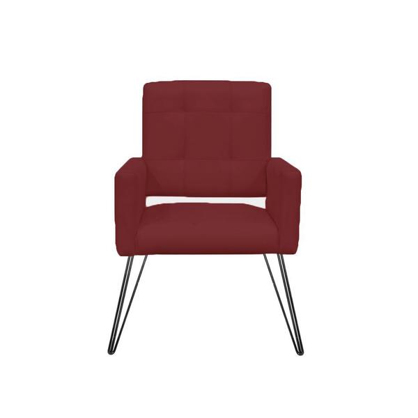 Imagem de Jogo 2 Poltronas Decorativas Para Quarto Closet Pés de Ferro Camila Suede Vermelho Bordo - DL Decor